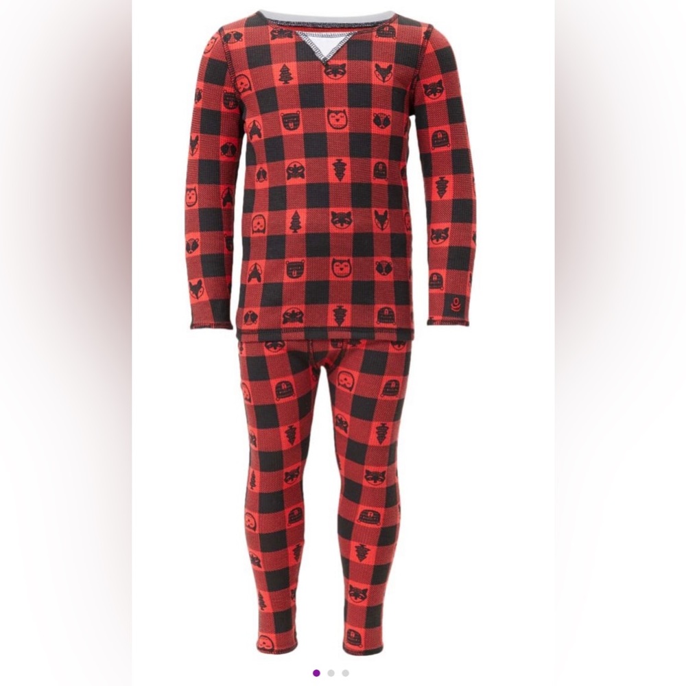 CUDDL DUDS TWO PIECE THERMAL SET: BLACK/RED CHECKERED PRINT: NEW IN PACKAGE: 4T